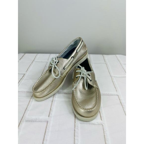 NWT Sperry A/O gold leather sneakers size 5M - Picture 7 of 11